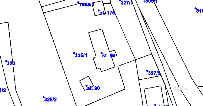 Parcela st. 89 v KÚ Rejchartice u Šumperka, Katastrální mapa