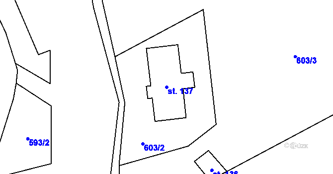 Parcela st. 137 v KÚ Rejchartice u Šumperka, Katastrální mapa