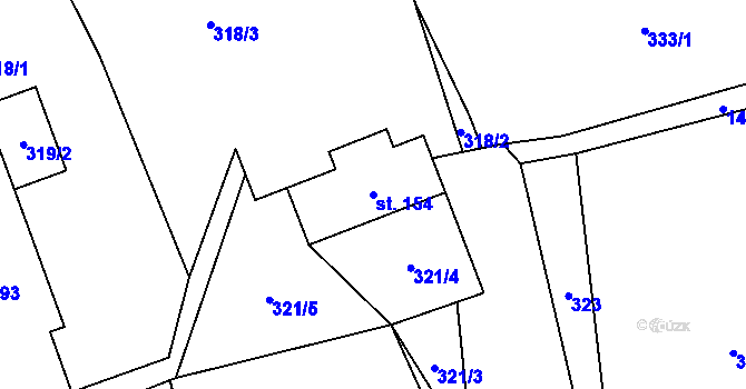 Parcela st. 154 v KÚ Rejchartice u Šumperka, Katastrální mapa
