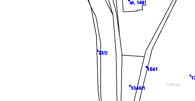 Parcela st. 33/2 v KÚ Rejchartice u Šumperka, Katastrální mapa