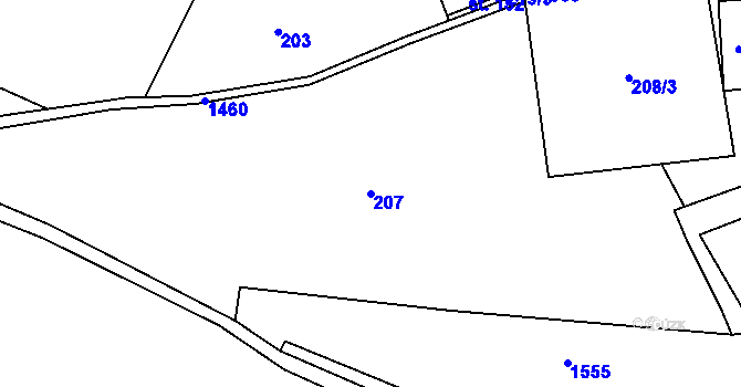 Parcela st. 207 v KÚ Rejchartice u Šumperka, Katastrální mapa