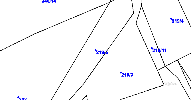 Parcela st. 219/5 v KÚ Rejchartice u Šumperka, Katastrální mapa