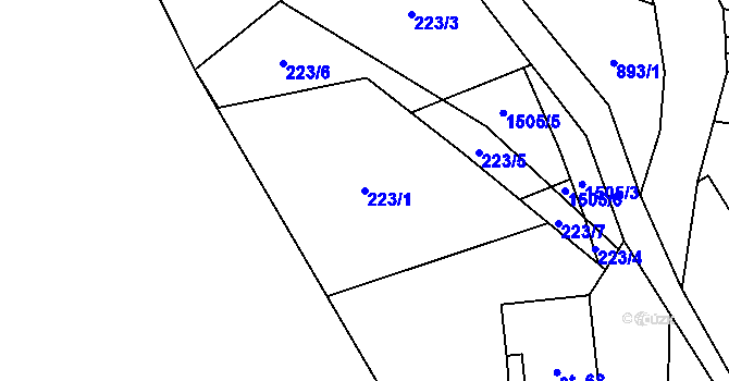 Parcela st. 223/1 v KÚ Rejchartice u Šumperka, Katastrální mapa