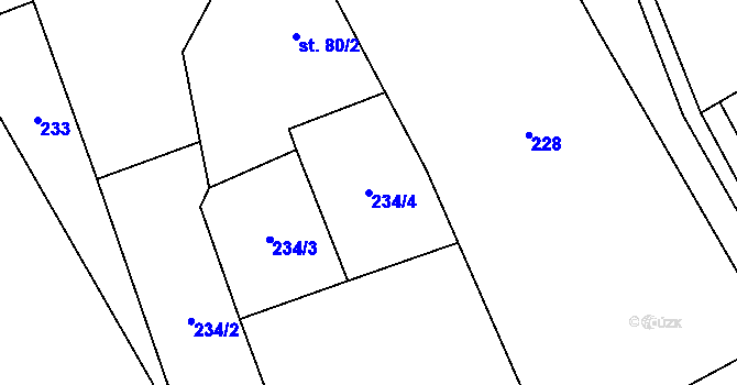 Parcela st. 234/4 v KÚ Rejchartice u Šumperka, Katastrální mapa