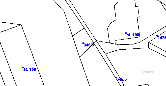 Parcela st. 345/3 v KÚ Rejchartice u Šumperka, Katastrální mapa