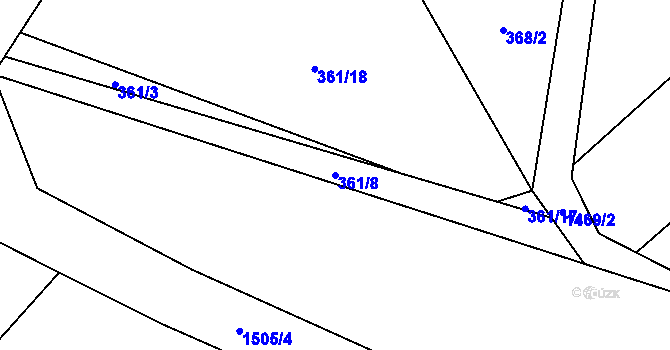 Parcela st. 361/8 v KÚ Rejchartice u Šumperka, Katastrální mapa