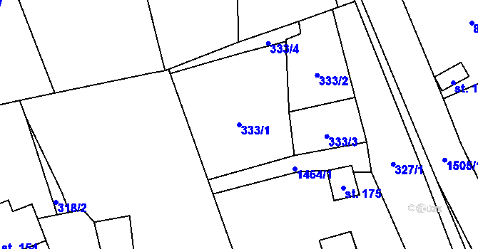 Parcela st. 333/1 v KÚ Rejchartice u Šumperka, Katastrální mapa