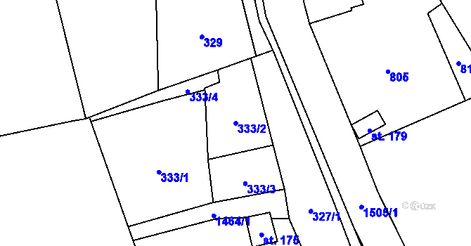 Parcela st. 333/2 v KÚ Rejchartice u Šumperka, Katastrální mapa