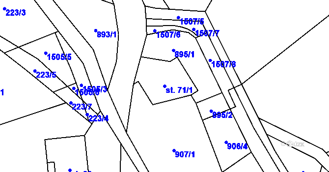 Parcela st. 71/1 v KÚ Rejchartice u Šumperka, Katastrální mapa