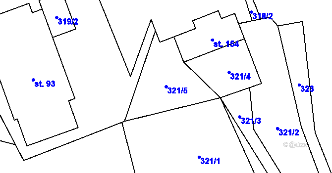 Parcela st. 321/5 v KÚ Rejchartice u Šumperka, Katastrální mapa