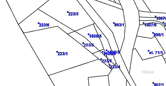 Parcela st. 223/5 v KÚ Rejchartice u Šumperka, Katastrální mapa