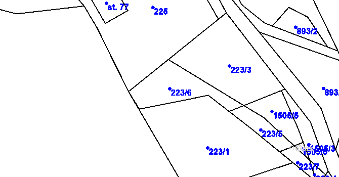 Parcela st. 223/6 v KÚ Rejchartice u Šumperka, Katastrální mapa