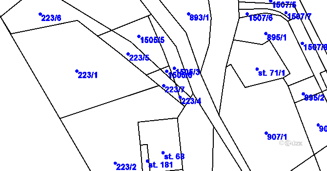 Parcela st. 223/7 v KÚ Rejchartice u Šumperka, Katastrální mapa