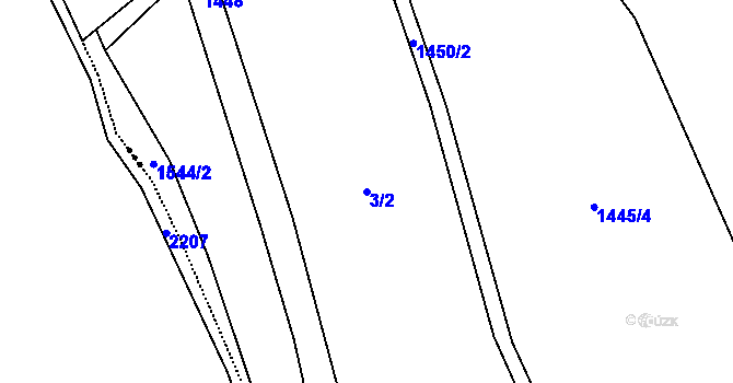 Parcela st. 3/2 v KÚ Rejchartice u Šumperka, Katastrální mapa