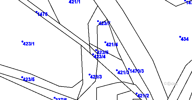 Parcela st. 423/6 v KÚ Rejchartice u Šumperka, Katastrální mapa