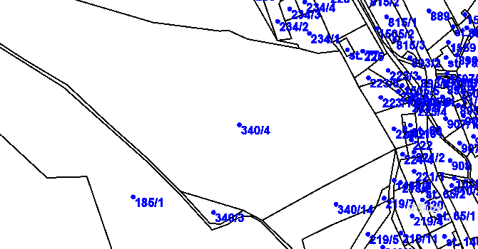 Parcela st. 340/4 v KÚ Rejchartice u Šumperka, Katastrální mapa