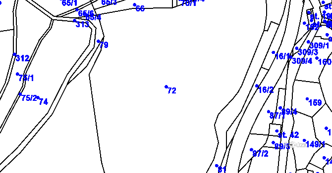 Parcela st. 72 v KÚ Rejkovice, Katastrální mapa