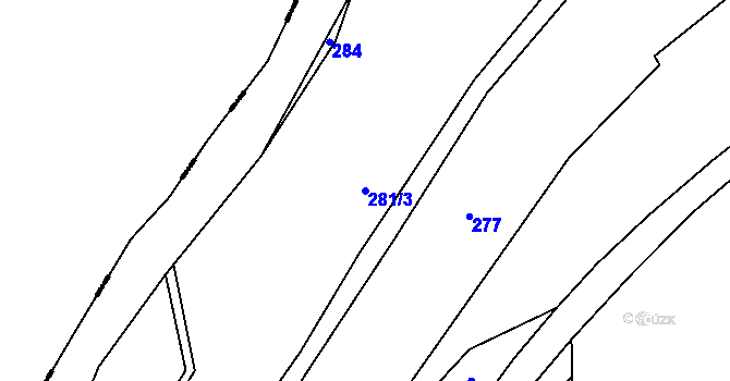 Parcela st. 281/3 v KÚ Rejkovice, Katastrální mapa