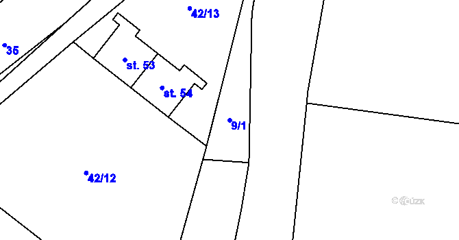 Parcela st. 9/1 v KÚ Rejkovice, Katastrální mapa