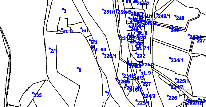 Parcela st. 326/1 v KÚ Rejkovice, Katastrální mapa