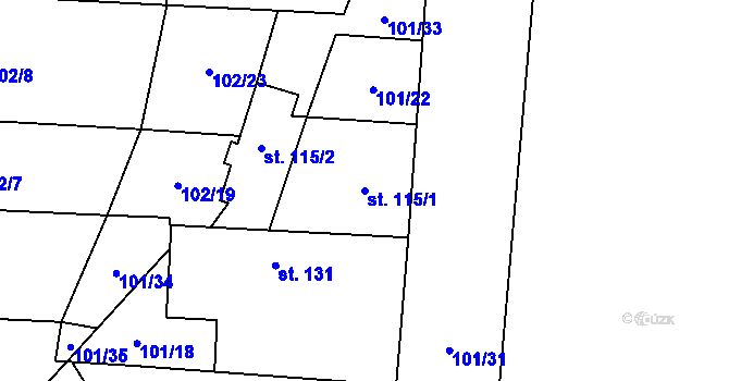 Parcela st. 115/1 v KÚ Rejšice, Katastrální mapa