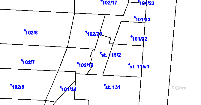 Parcela st. 115/2 v KÚ Rejšice, Katastrální mapa