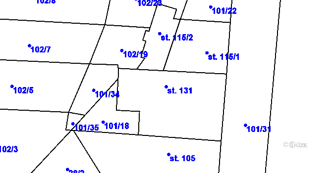 Parcela st. 131 v KÚ Rejšice, Katastrální mapa