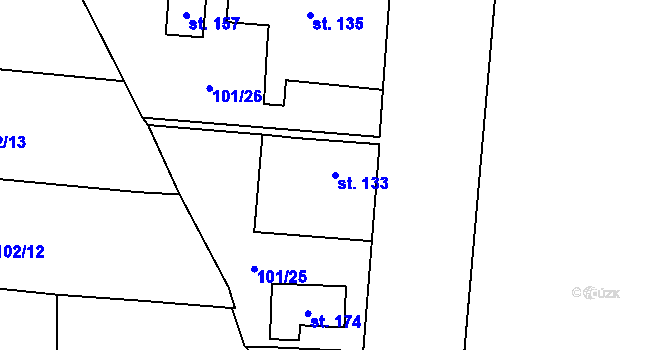 Parcela st. 133 v KÚ Rejšice, Katastrální mapa