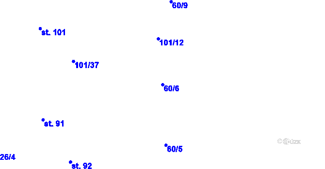 Parcela st. 60/6 v KÚ Rejšice, Katastrální mapa
