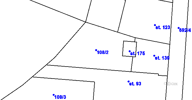 Parcela st. 108/2 v KÚ Rejšice, Katastrální mapa