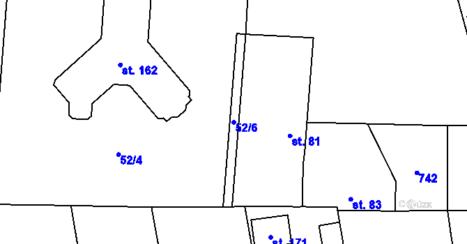 Parcela st. 52/6 v KÚ Rejšice, Katastrální mapa