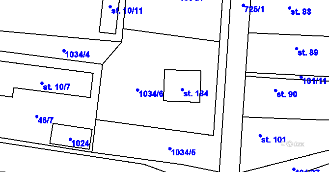 Parcela st. 1034/6 v KÚ Rejšice, Katastrální mapa