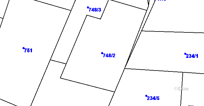 Parcela st. 748/2 v KÚ Rejšice, Katastrální mapa