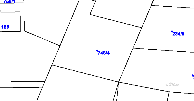 Parcela st. 748/4 v KÚ Rejšice, Katastrální mapa