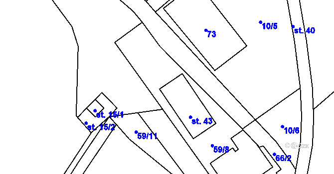 Parcela st. 75 v KÚ Klášterský Mlýn I, Katastrální mapa