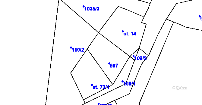 Parcela st. 73/2 v KÚ Kozí Hřbet, Katastrální mapa