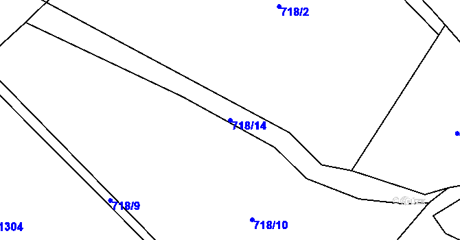 Parcela st. 718/14 v KÚ Kozí Hřbet, Katastrální mapa