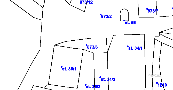 Parcela st. 873/6 v KÚ Kozí Hřbet, Katastrální mapa