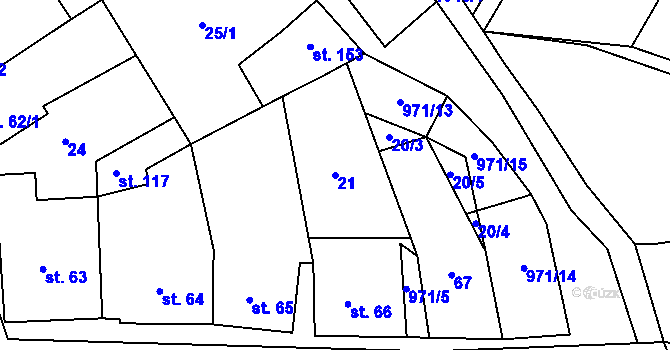Parcela st. 21 v KÚ Rejštejn, Katastrální mapa