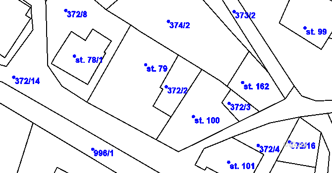 Parcela st. 372/2 v KÚ Rejštejn, Katastrální mapa