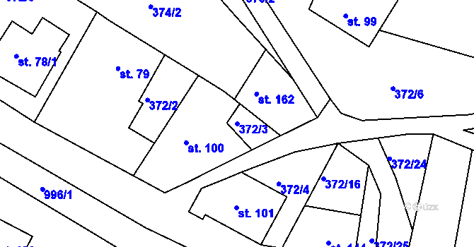 Parcela st. 372/3 v KÚ Rejštejn, Katastrální mapa