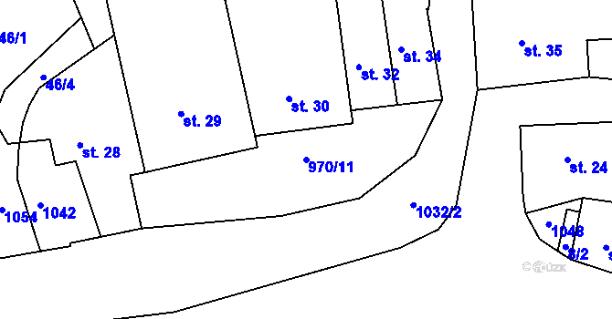 Parcela st. 970/11 v KÚ Rejštejn, Katastrální mapa