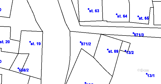 Parcela st. 971/2 v KÚ Rejštejn, Katastrální mapa