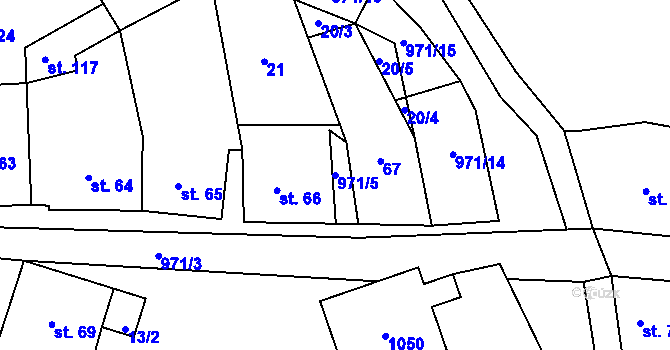 Parcela st. 971/5 v KÚ Rejštejn, Katastrální mapa