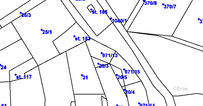 Parcela st. 971/13 v KÚ Rejštejn, Katastrální mapa