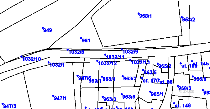 Parcela st. 1032/11 v KÚ Rejštejn, Katastrální mapa