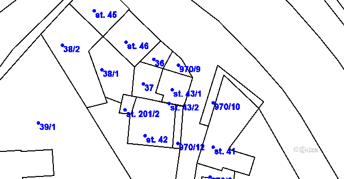Parcela st. 43/1 v KÚ Rejštejn, Katastrální mapa