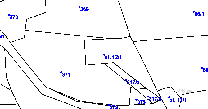 Parcela st. 12/1 v KÚ Velký Radkov I, Katastrální mapa