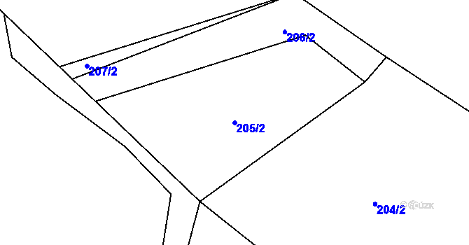 Parcela st. 205/2 v KÚ Zhůří u Rejštejna, Katastrální mapa