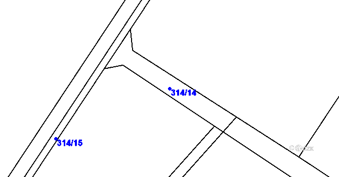 Parcela st. 314/14 v KÚ Dětřichov, Katastrální mapa